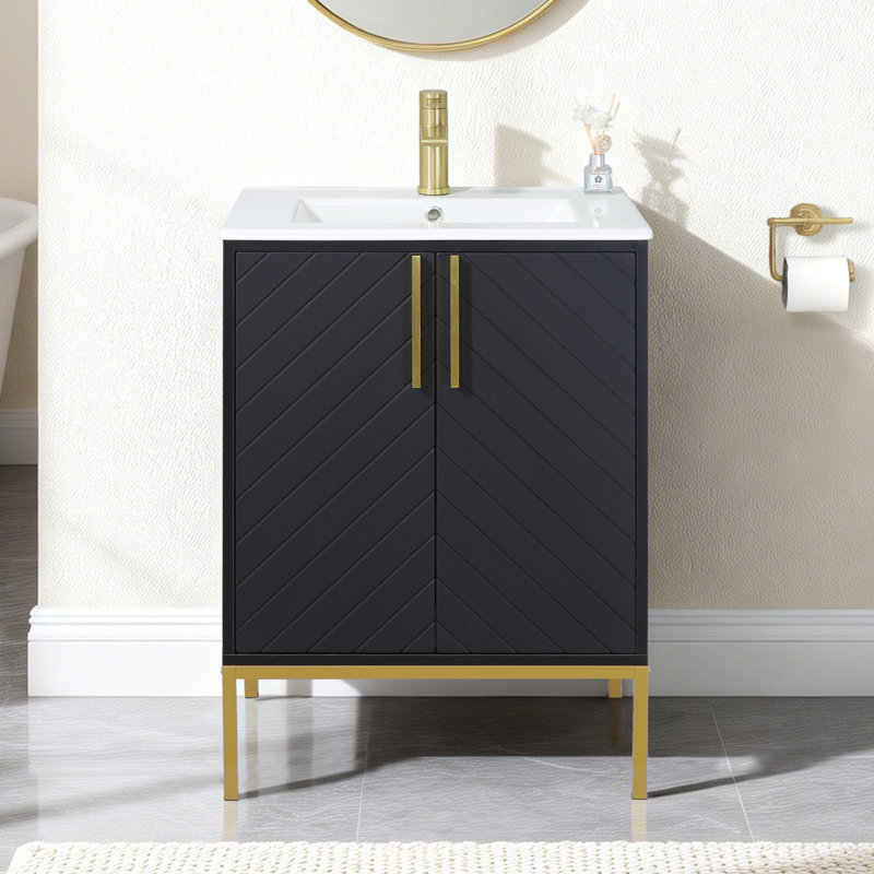 Ensemble de meuble-lavabo simple 24 po noir