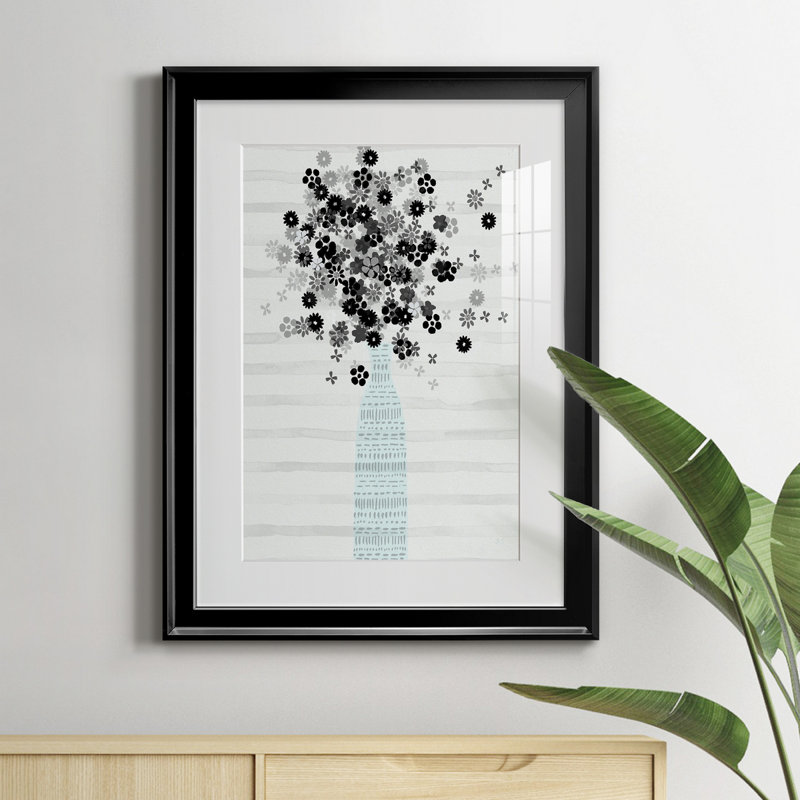 Bouquet de noir et blanc - Cadre photo, reproduction d'art sur papier, H 22,5 po x l 30,5 po x P 1,5 po, Noir