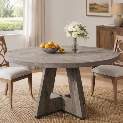 Table de salle à manger ronde de style campagnard de 119 cm (47 pouces) pour 4 personnes, table de cuisine en bois avec structure en métal et plateau en MDF, idéale pour le salon.
