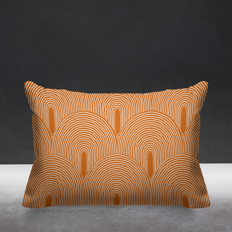 Coussin décoratif intérieur / extérieur Roli Boho, Orange, H 14 po x l 20 po