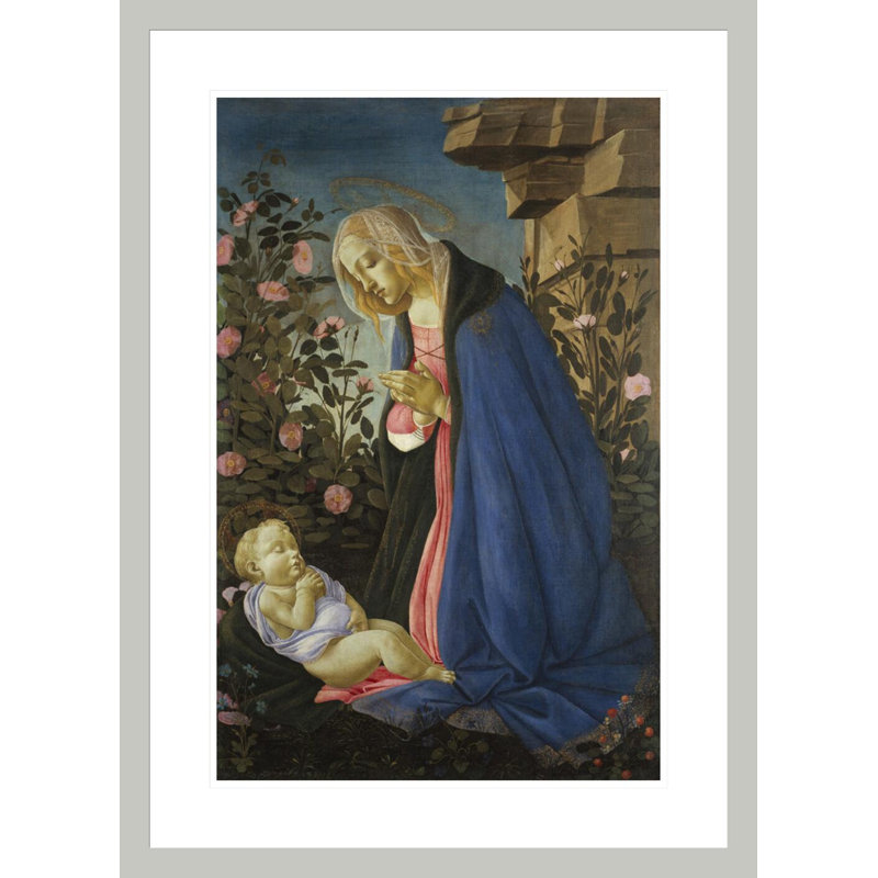 La Vierge adorant le Christ enfant endormi par Sandro Botticelli, impression giclée encadrée, H 29,5 po x l 21,44 po