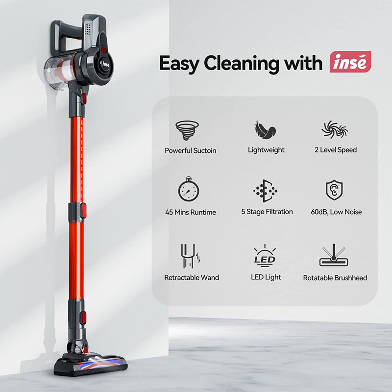 C&g Home Bagless Handheld Vacuum, Red
