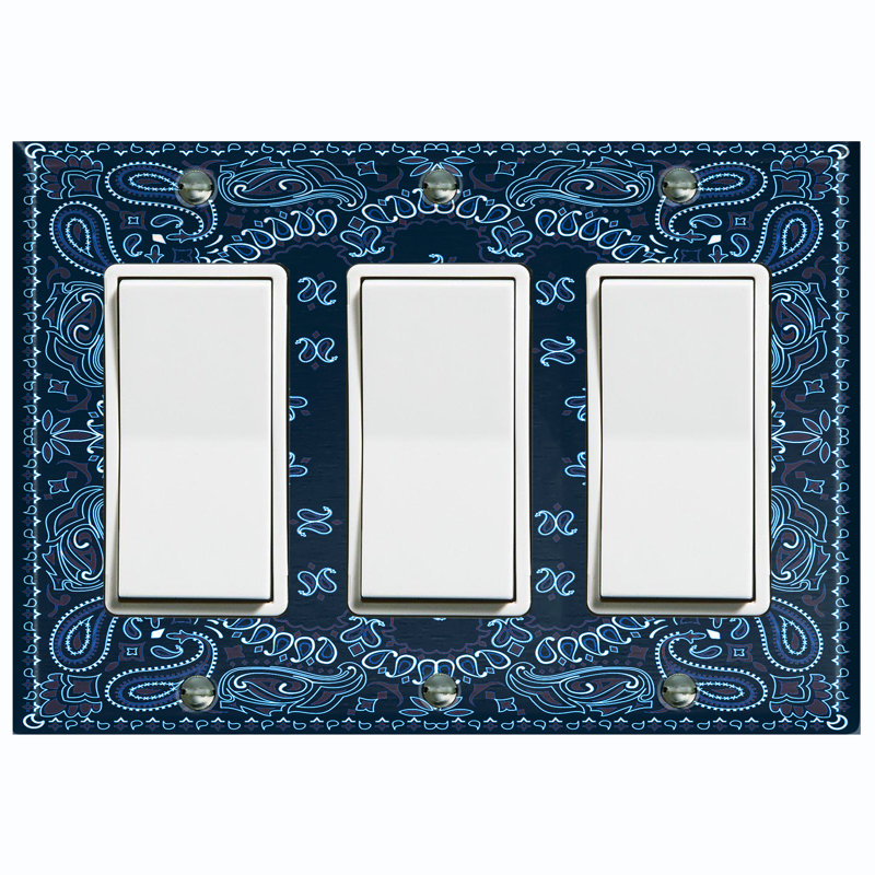 Patterned 3 - Gang Toggle Light Switch Standard Wall Plate, Midnight Blue