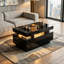 Modern Living Room Set, High-Gloss Floating LED TV Stand & Rectangular Coffee Table Combo-252177860