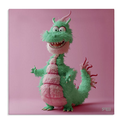 «Happy Green Dragon», art mural sur toile par RB