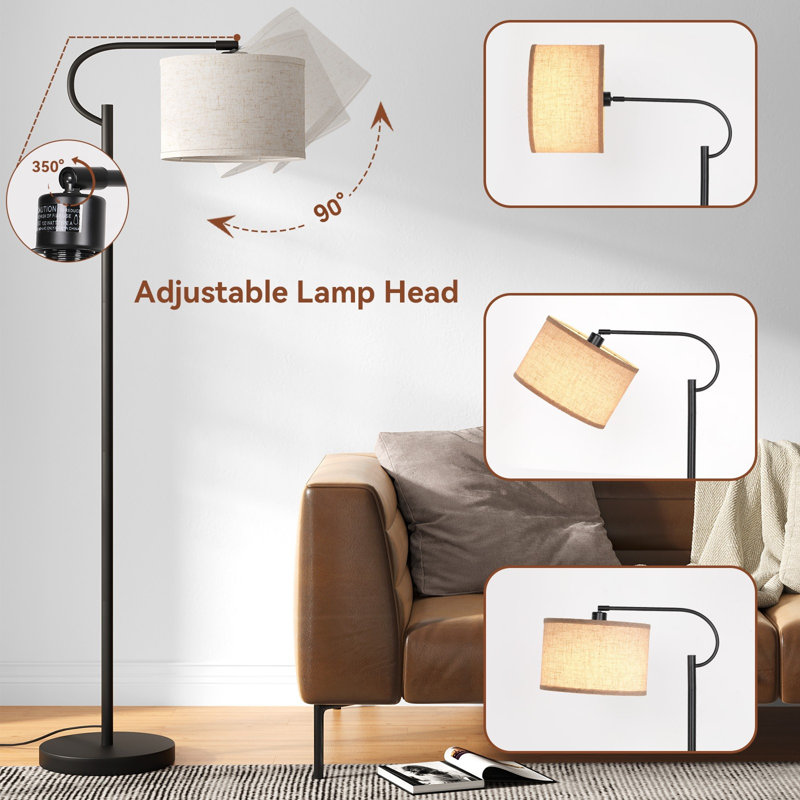 63" Arced Floor Lamp with Bulb, Black