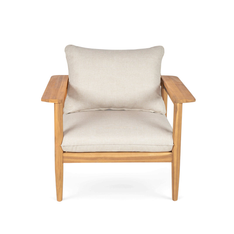 Ensemble de salon d'extérieur en bois d'acacia avec fauteuil et repose-pieds