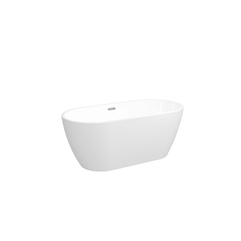 Glossy Acrylic Freestanding Soaking Bathtub With Overflow & Toe-Tap Drain, Cupc Certified