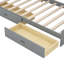 Lit plateforme simple en bois avec rangement: tête de lit, tablettes, 2 tiroirs pratiques, rangement gris