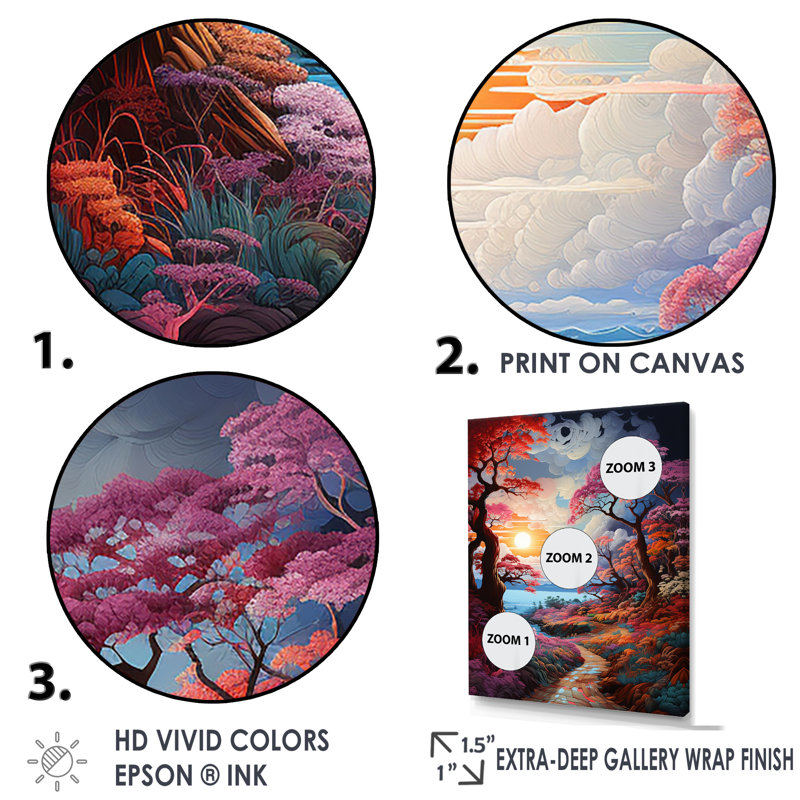 «Sunset Skies Of Wonder Fields II», reproduction sur toile, Cadre naturel flottant, H 44 po x l 34 po