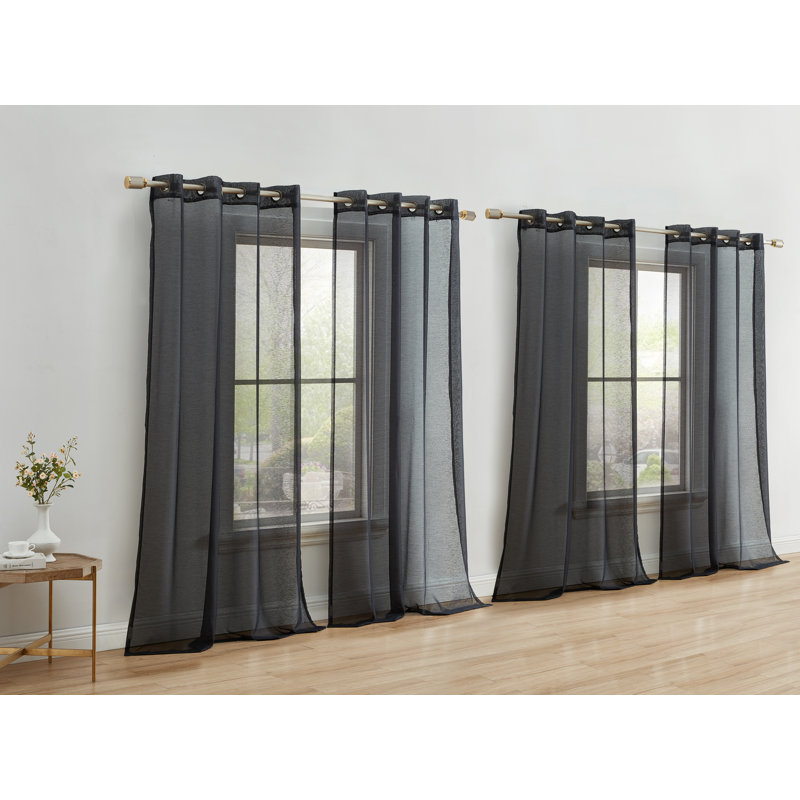 Sudley Sheer Curtain, Black, 54" W x 84" L