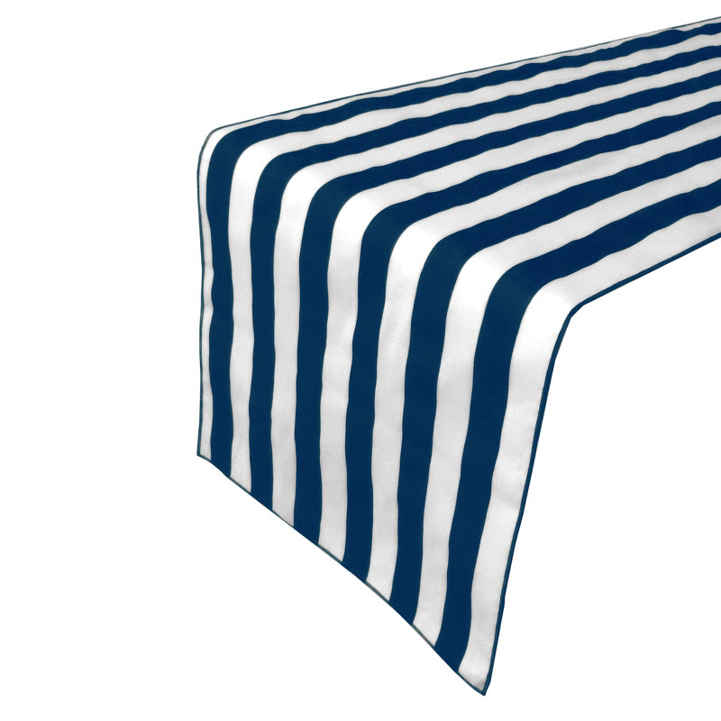 Stripes Print Table Runner, Navy, 60" Runner, 24"