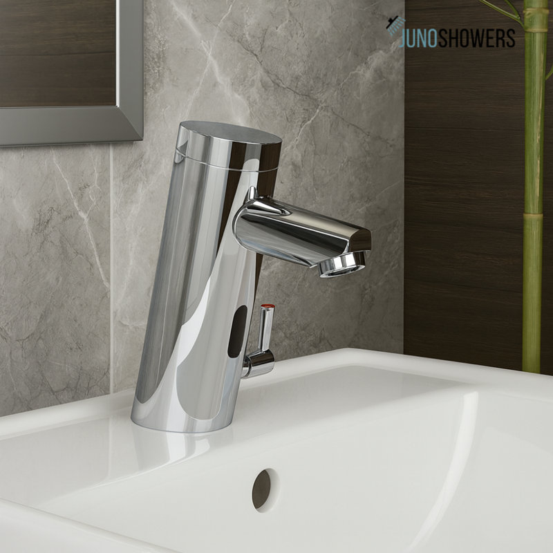 Robinet de salle de bain carré avec bec cascade et poignée levier moderne