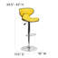 Tabouret de bar contemporain confortable en vinyle à hauteur réglable et dossier mi-haut avec base chromée Claudine-16397141