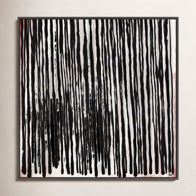 Black Waterfall Print by Marco Marella For Studio M, Black Canvas Framed, 30" H x 30" W