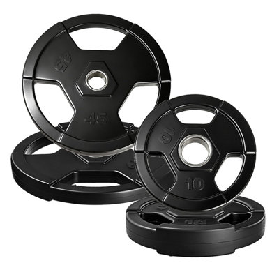 Compact Rubber Encased Weight Plates. 2-Inch  Barbell Set for Everyday Home Strength Essentials