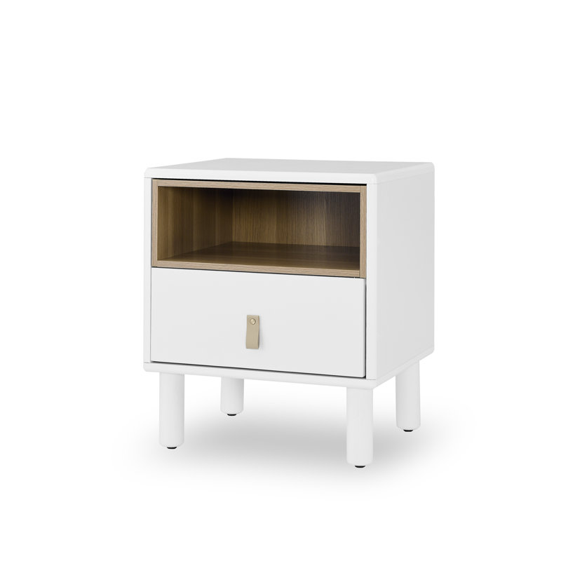 Single drawer bedside table, modern style bedside table, wooden bedside table, bedside table, White