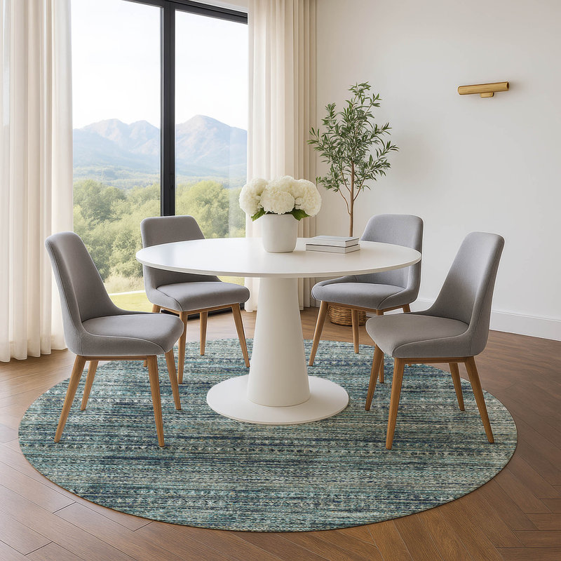 Premium Machine Washable Pinkston Stripes Rug, Round 8'