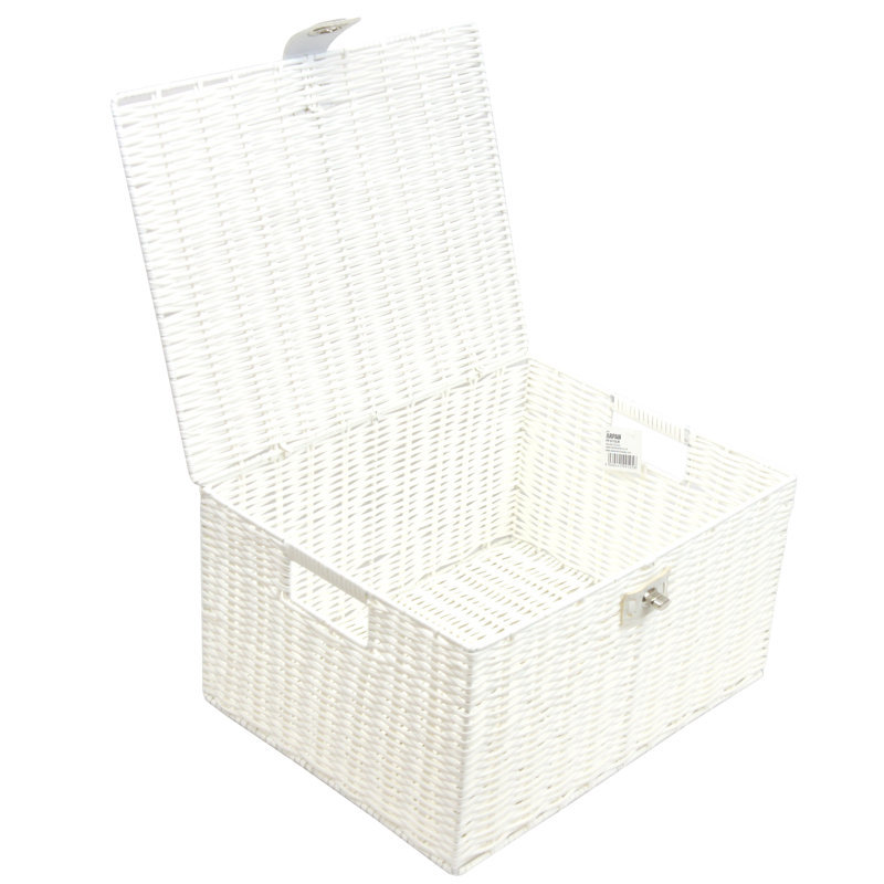 Brambly Cottage Plastic Decorative Basket, 18cm H x 35.5cm W x 28cm D, White