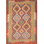 Tapis décoratif multicolore en laine kilim oriental 4 x 6