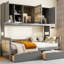 Lit de jour simple en bois avec 2 tiroirs, armoire et tablette tout-en-un-1088115935