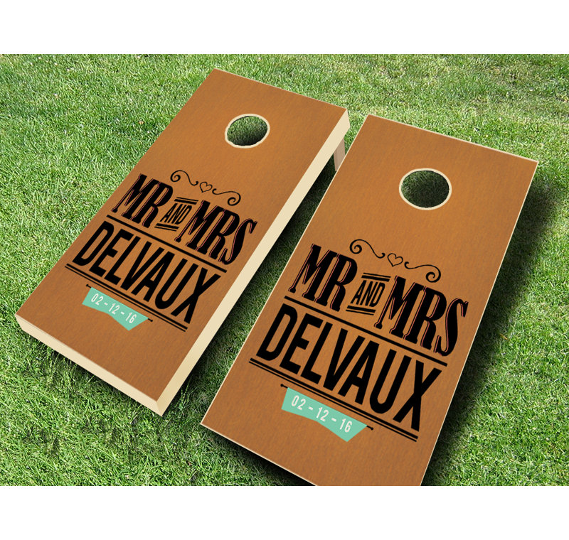 Ensemble de jeu de cornhole en bois massif 2 pi x 4 pi avec sacs, Rouge / royal