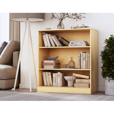 Palace Imports 100% Solid Wood 3-Shelf Bookcase, Adjustable Shelves, 32" Wide, 35.75" Tall