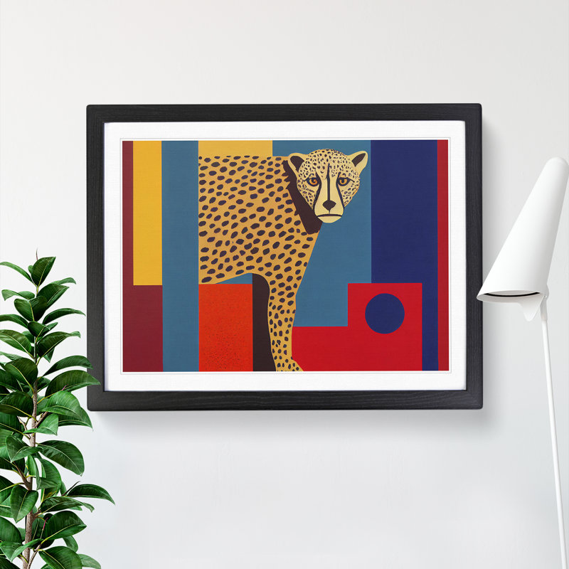 Abstract Cheetah - Single Picture Frame Print, Black, 46cm H x 64cm W x 2cm D