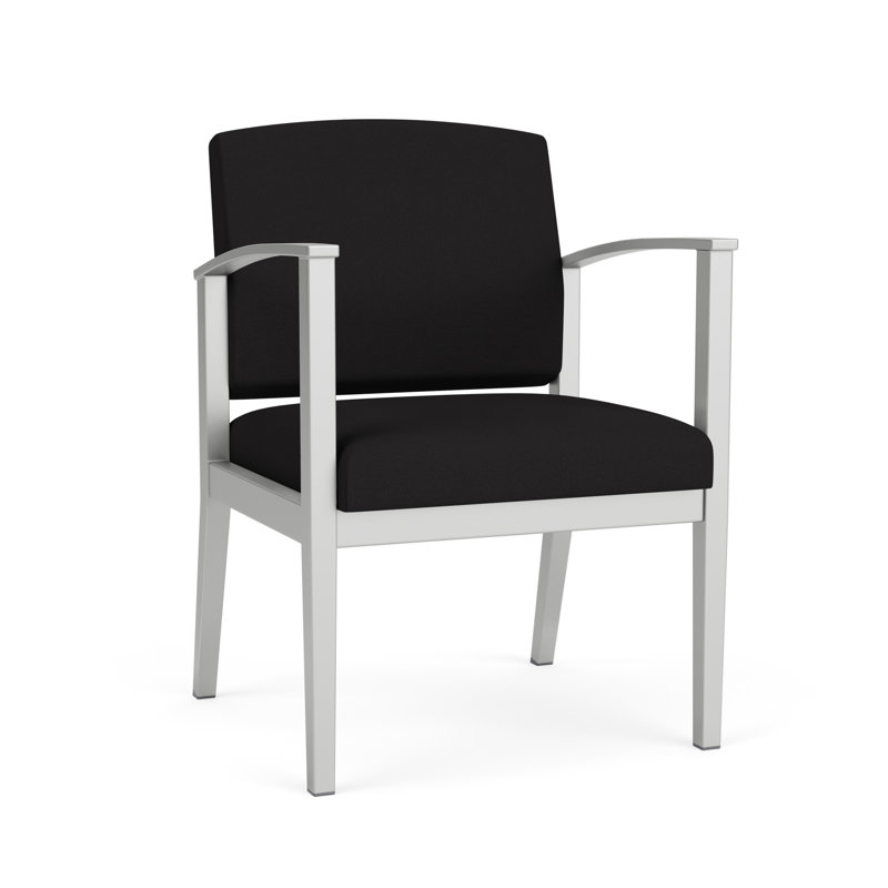 Chaise en métal Amherst, Argent, Portes ouvertes en tissu noir