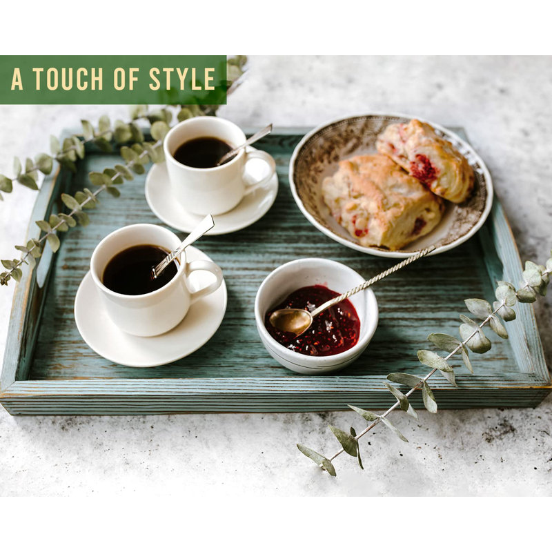 Solid Wood Tray - Set of 3, Blue