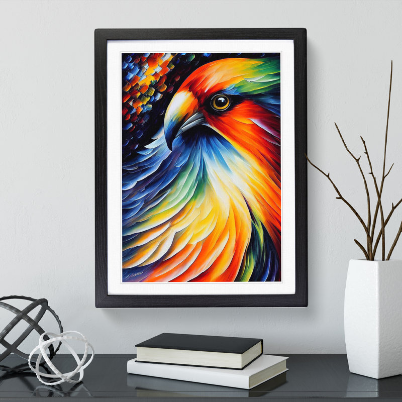 Portrait Of A Bird No.2 - Single Picture Frame Painting, Black Framed, 64cm H x 46cm W x 2cm D