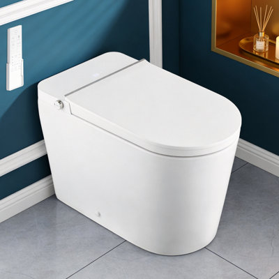 Toilette intelligente avec bidet de 17,1 po de hauteur ADA avec bidet, affichage numérique, siège chauffant, séchoir à air chaud, température de l'eau réglable, lavage féminin, veilleuse