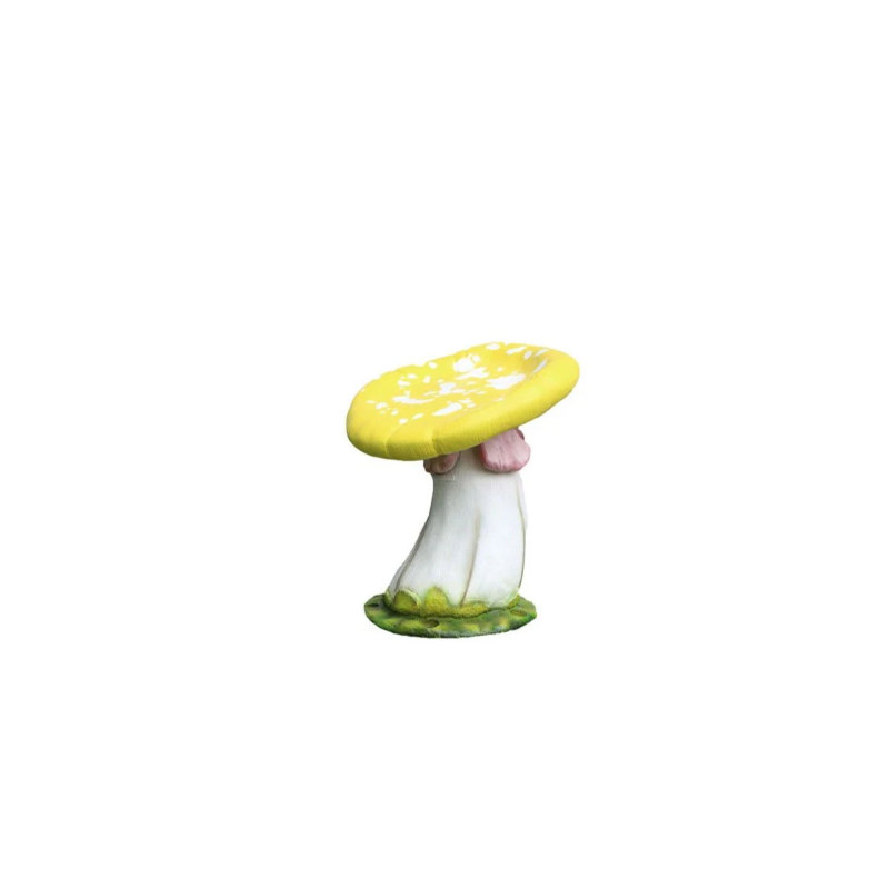 Statue simple tabouret champignon surdimensionné, Blanc / Vert / Jaune