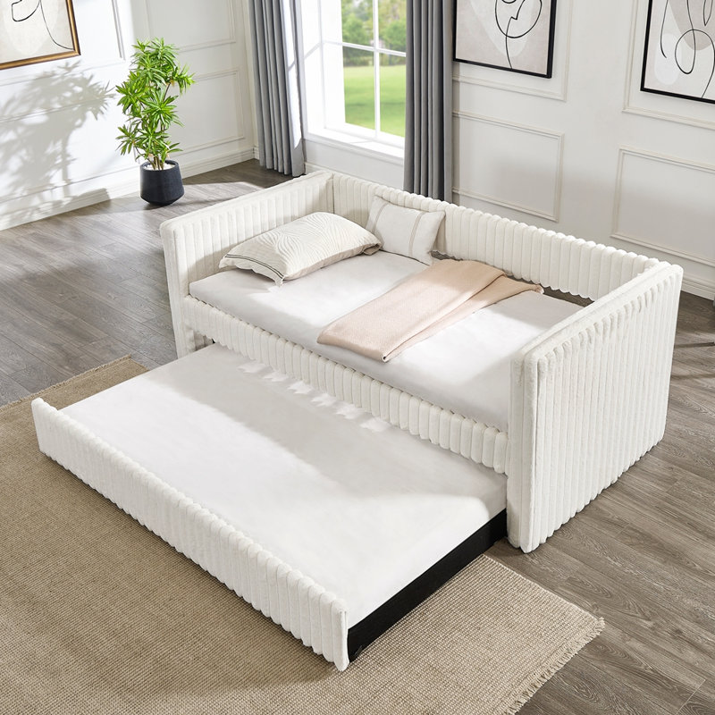 Lit de jour simple rembourré, Beige
