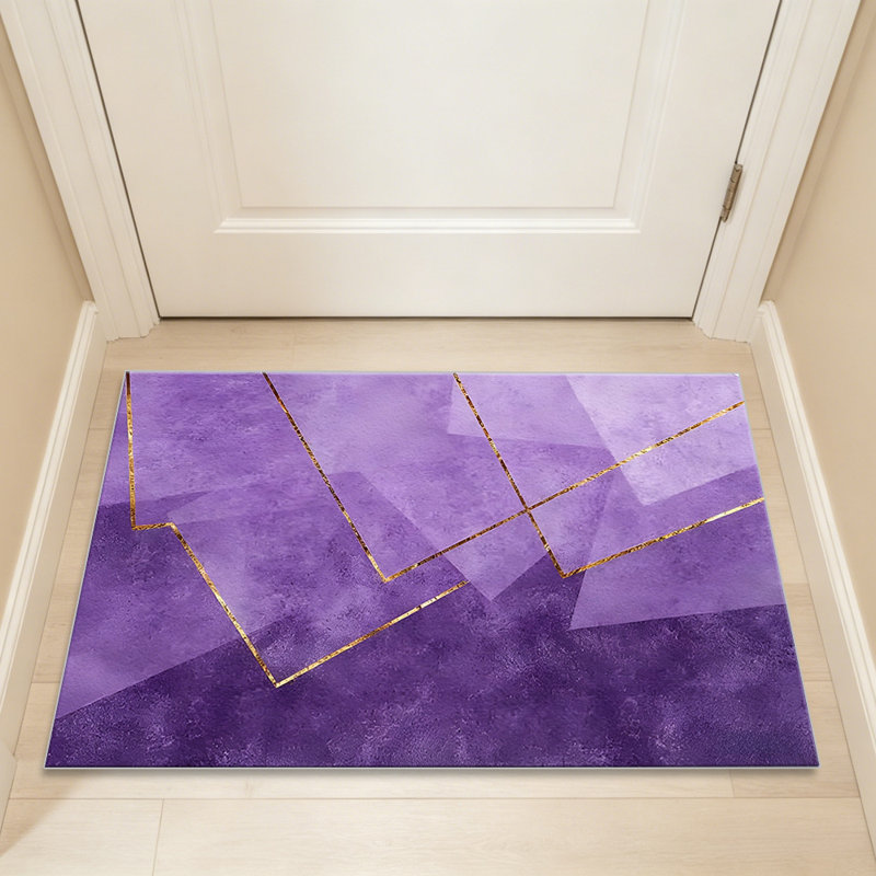 Modern Abstract Geometric Gold Purple carpet-easy to clean, machine-washable, soft and comfortable; suitable for door mats, kitchens, living rooms, bedrooms, corridors, and laundry areas. Easy to clean, durable carpet for home decoration.