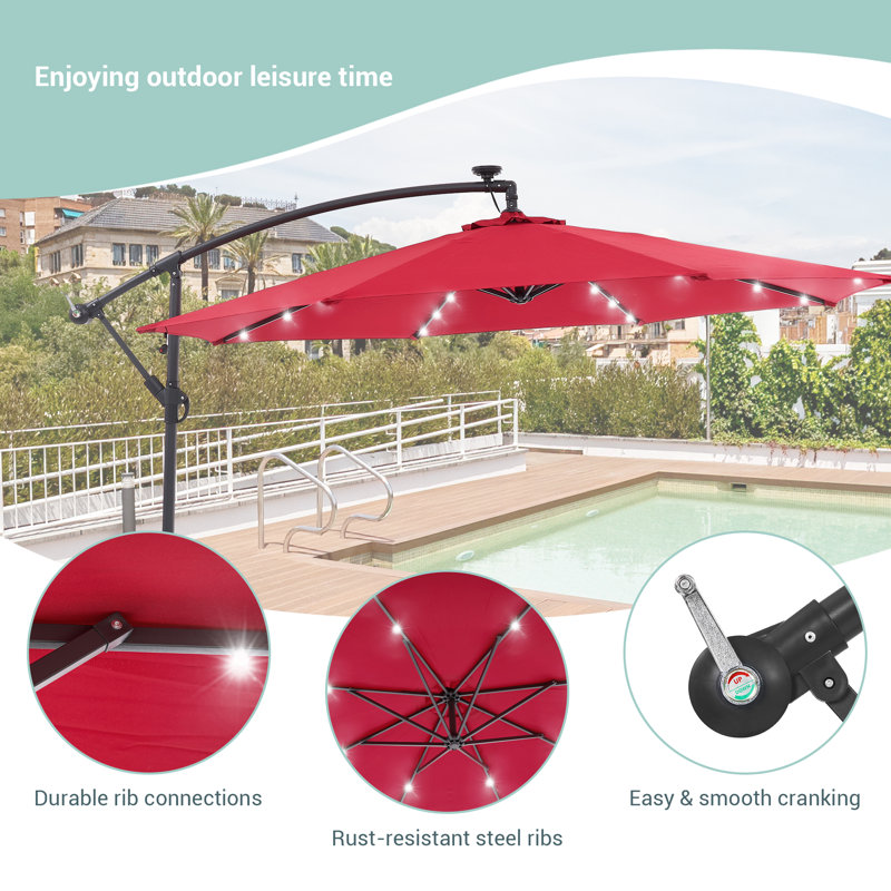 Parasol en porte-à-faux 10 pi Asyra, Rouge