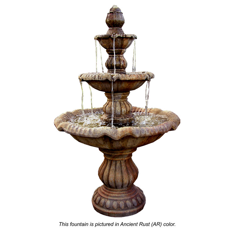 Rialto Tiered Cast Stone Fountain, Ancient Stone
