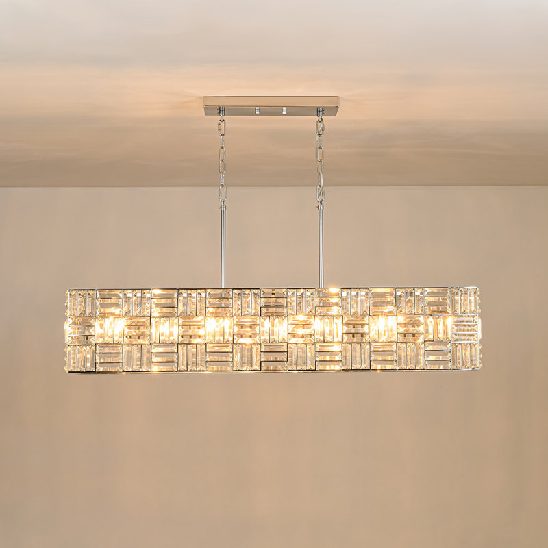 Lustre rectangulaire en cristal 8 lumières
