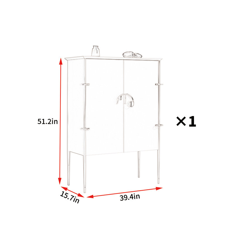 Modern Minimalist Style Accent Cabinet, 51.2" H x 39.4" W x 15.7" D