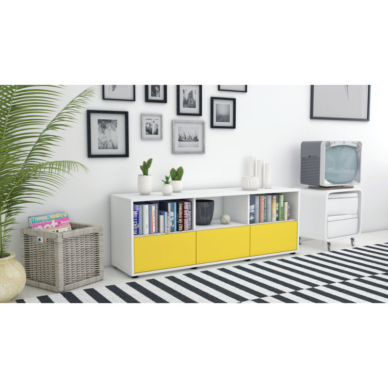 Wunsch Unfinished TV Stand for TVs up to 60, Yellow / Matte White