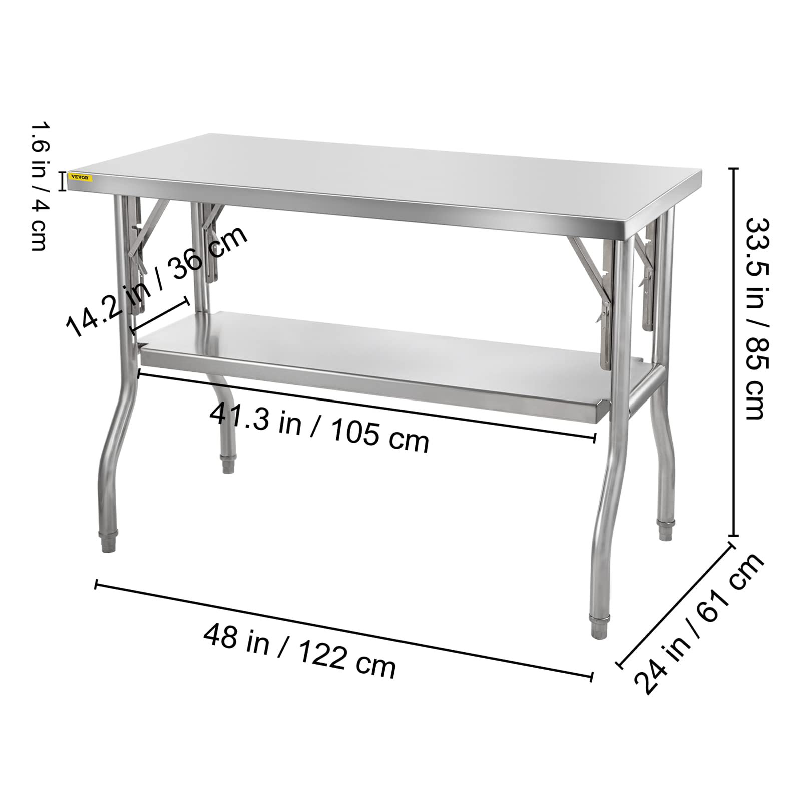 Zeki Shoggy Commercial Worktable Workstation 48 X 24 Inch Folding ...