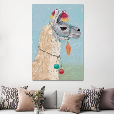 Painted Llama II by Jade Reynolds - Wrapped Canvas Print