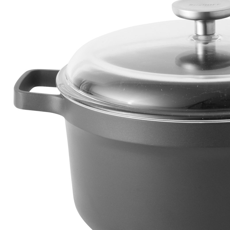BergHOFF Black Non-Stick Aluminum Stock Pot with Glass Lid
