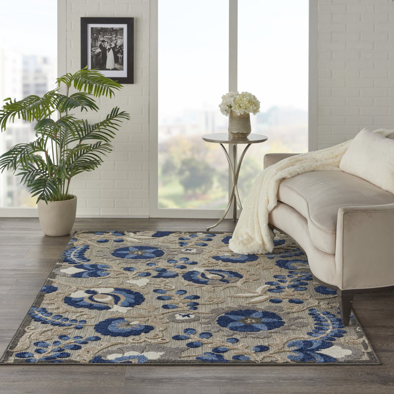 Tapis à motif floral moderne et naturel Newton, Rectangle 5 pi 3 po x 7 pi 5 po