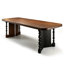 Table de salle à manger rectangulaire en bois massif brun noisette + noir-133441248