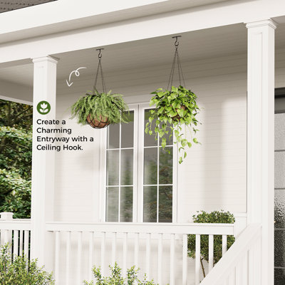 Ceiling Hooks for Hanging Plants, 2-Pack 2.8 Inch Square Wall Mount Plant Hangers Indoor, Heavy Duty Metal Hanging Plant Holder for Outdoor Patio Garden Decor