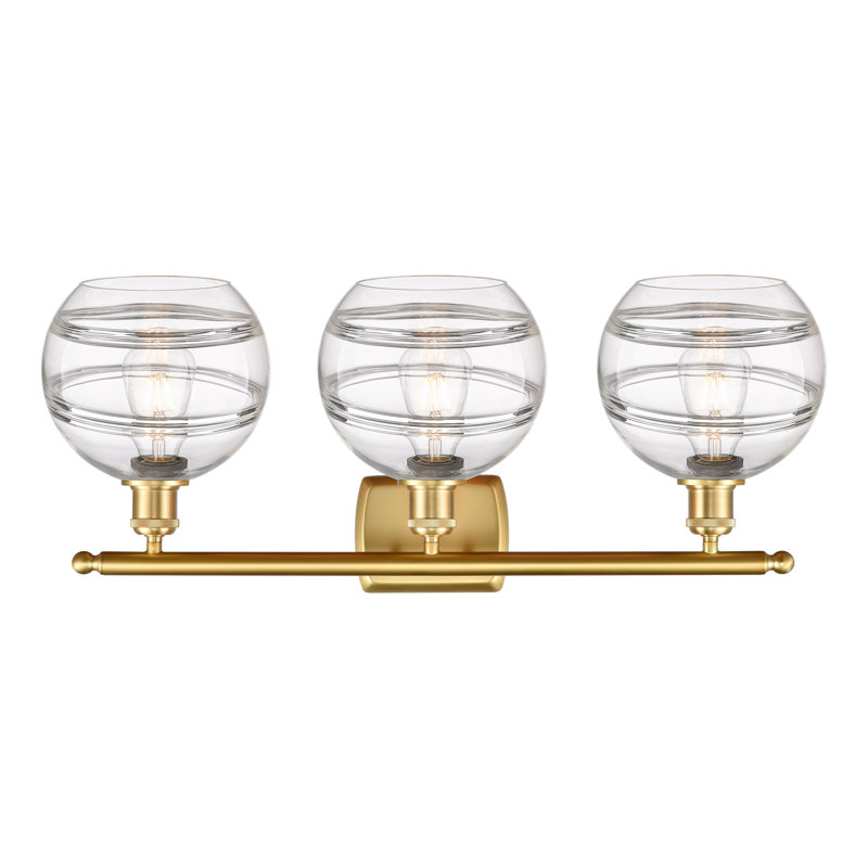 Éclairage pour meuble-lavabo 3 lumières Natick, Transparent, Or satiné