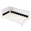 Lit plateforme tapissier simple TG avec ports USB et ceinture à DEL, blanc crème