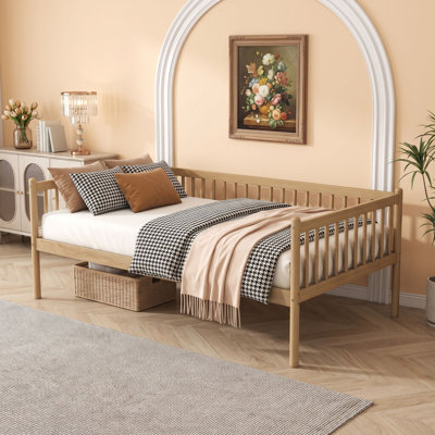 Twin Wood Daybed with Three-Sided Guardrails