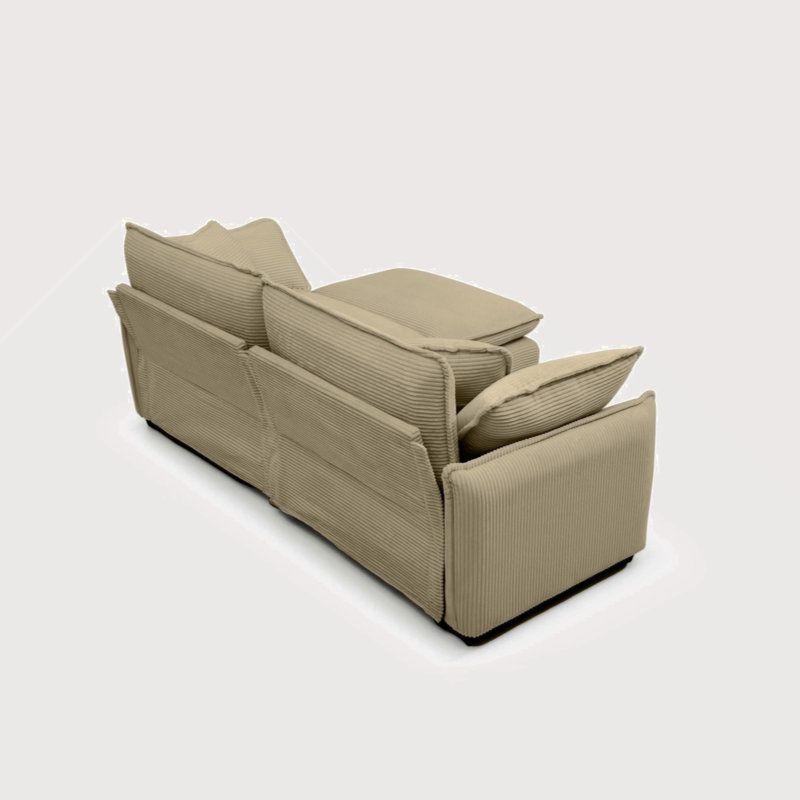 Canapé modulaire 2 places avec repose-pieds et coussins Paramveer, Tanné, L 81 po